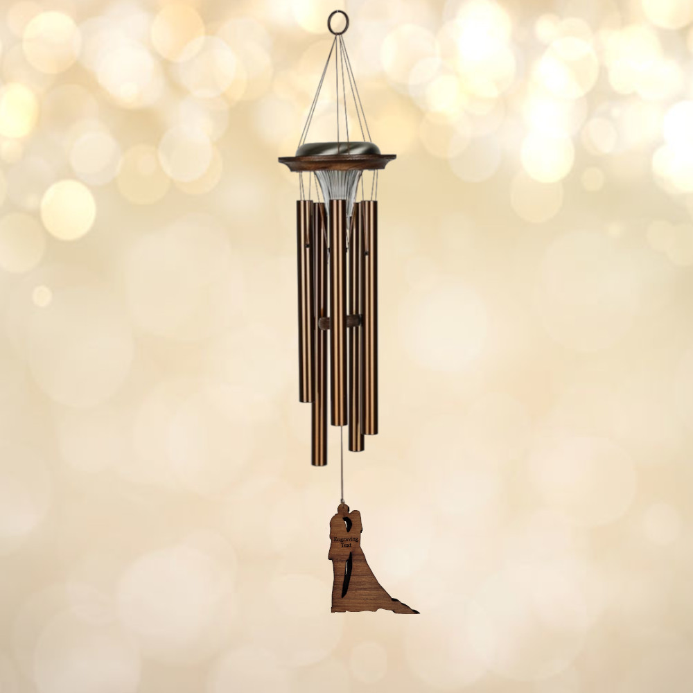 Moonlight Solar Chime 29 Inch Wind Chime - Engraveable Married Couple Sail - Bronze