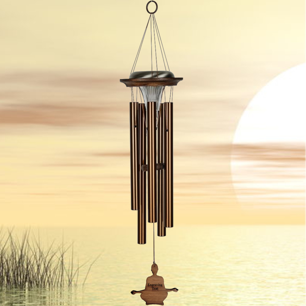 Moonlight Solar Chime 29 Inch Wind Chime - Engraveable Mediation Woman Sail - Bronze