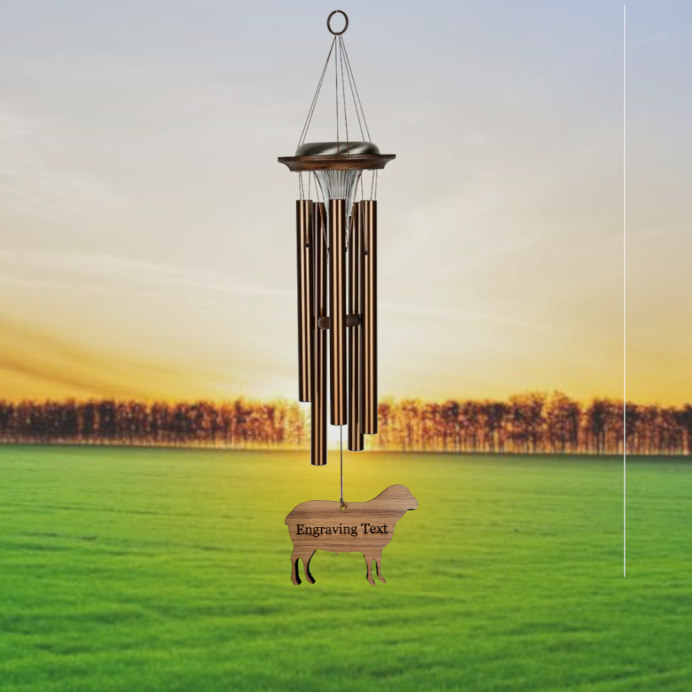 Moonlight Solar Chime 29 Inch Wind Chime - Engraveable Sheep Sail - Bronze