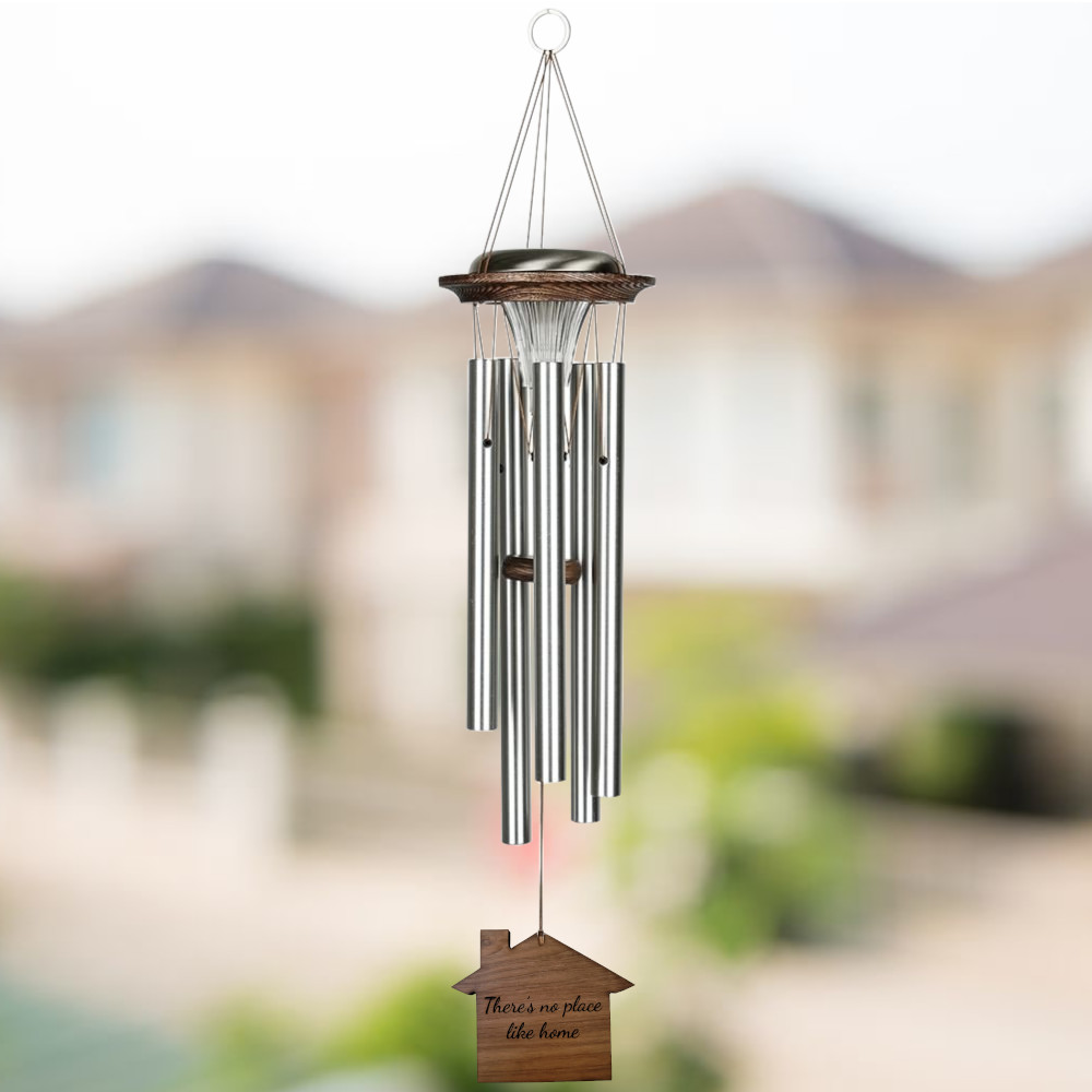 Moonlight Solar Chime 29 Inch Wind Chime - Engraveable House Sail - Silver